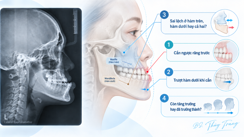 Minh họa các yếu tố cần đánh giá khi xác định nguyên nhân móm ở trẻ