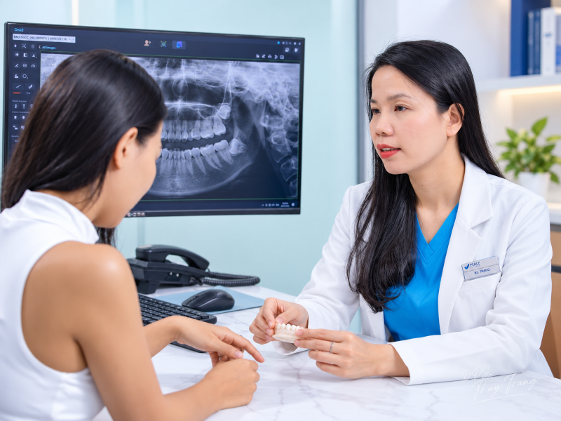 BS. Trương Thùy Trang tư vấn kế hoạch chỉnh nha cho bệnh nhân dựa trên phim Panorama và tình trạng lâm sàng